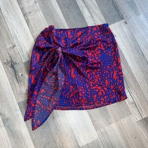 Vici Red and Blue Abstract Mini Skirt